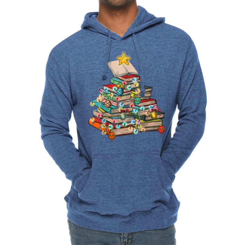 Library Christmas Tree Librarian X Mas Lights Book Lover T Shirt Lightweight Hoodie by nilda1pr4klauer | Artistshot