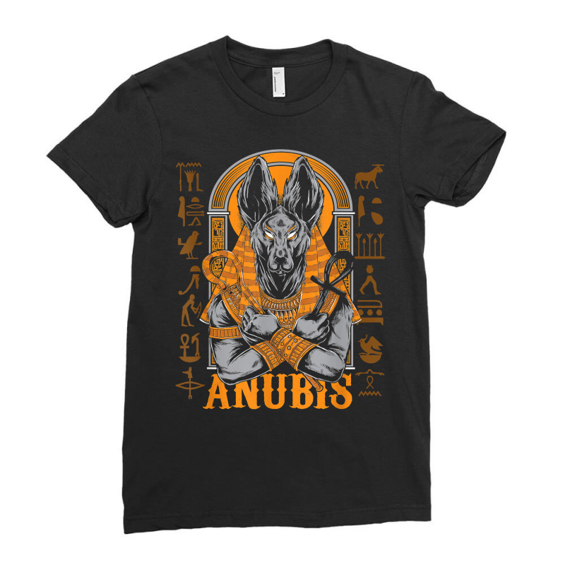 Anubis Ancient Egypt Hieroglyphics Vintage Ladies Fitted T-Shirt by mintoosaenanf | Artistshot