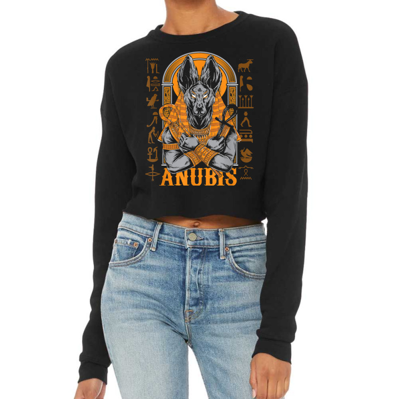 Anubis Ancient Egypt Hieroglyphics Vintage Cropped Sweater by mintoosaenanf | Artistshot