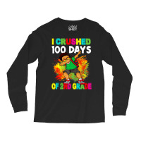 I Crushed 100 Days 2nd Grade Happy 100th Day Black Afro T Shirt Long Sleeve Shirts | Artistshot