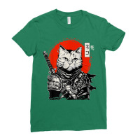 Samurai Japanese Cat Bushido Warrior, Katana Sword Retro Ladies Fitted T-shirt | Artistshot