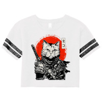 Samurai Japanese Cat Bushido Warrior, Katana Sword Retro Scorecard Crop Tee | Artistshot