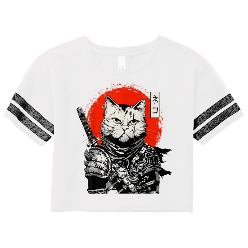 Samurai Japanese Cat Bushido Warrior, Katana Sword Retro Scorecard Crop Tee by vakkerolbreiq | Artistshot