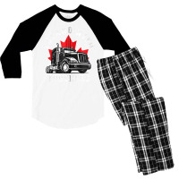 I Stand With Canadian Truckers Zip Hoodie Men's 3/4 Sleeve Pajama Set | Artistshot