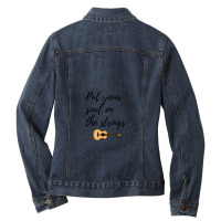 Put Your Soul On The Strings 1 Ladies Denim Jacket | Artistshot