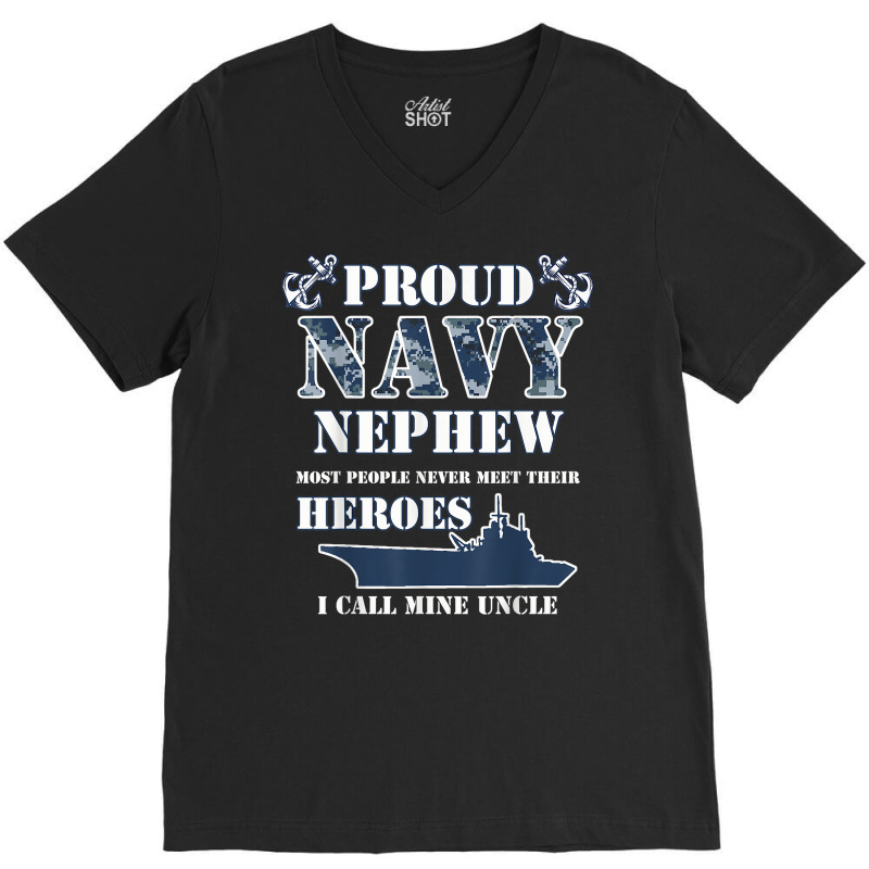 Proud Navy Nephew T Shirts V-Neck Tee by kogmor58594 | Artistshot