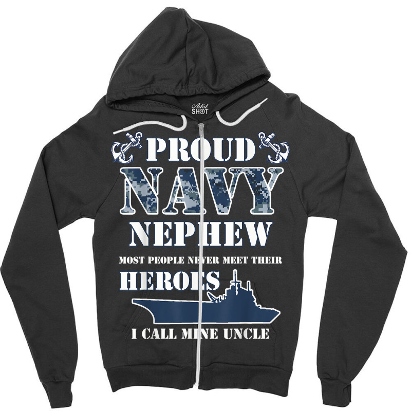 Proud Navy Nephew T Shirts Zipper Hoodie by kogmor58594 | Artistshot