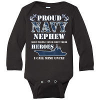 Proud Navy Nephew T Shirts Long Sleeve Baby Bodysuit | Artistshot