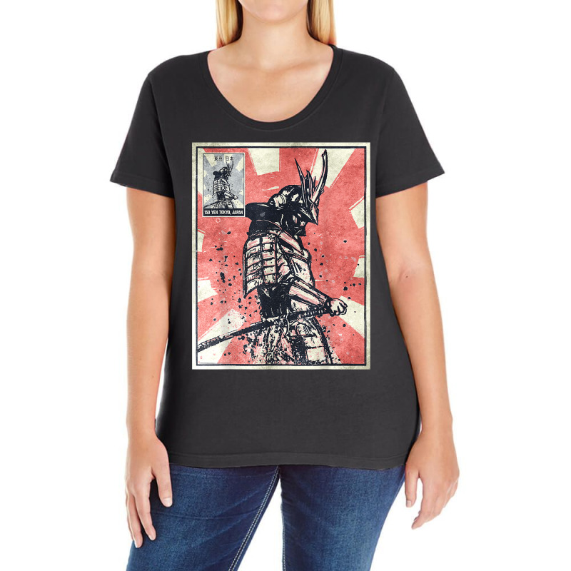 Samurai Warrior Bushido Vintage Retro Japanese Aesthetic Ladies Curvy T-Shirt by vakkerolbreiq | Artistshot