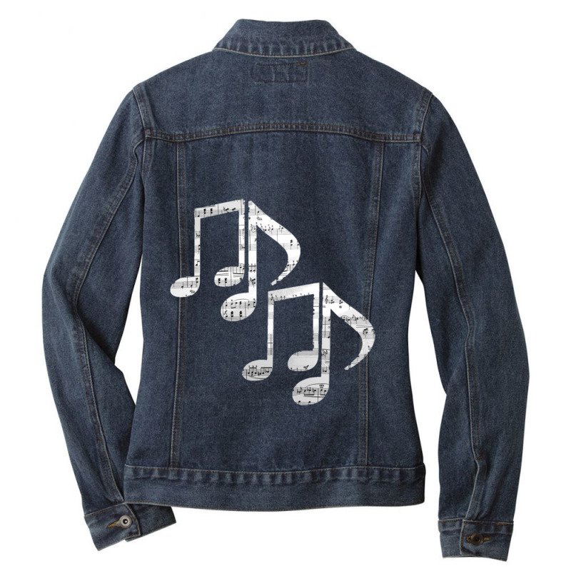 Music Notes Classic Ladies Denim Jacket by JennyDammarell | Artistshot