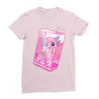 Axolotl Strawberry Milk Shake Carton With Pastel Axolotl Ladies Fitted T-shirt | Artistshot