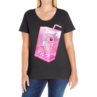 Axolotl Strawberry Milk Shake Carton With Pastel Axolotl Ladies Curvy T-shirt | Artistshot