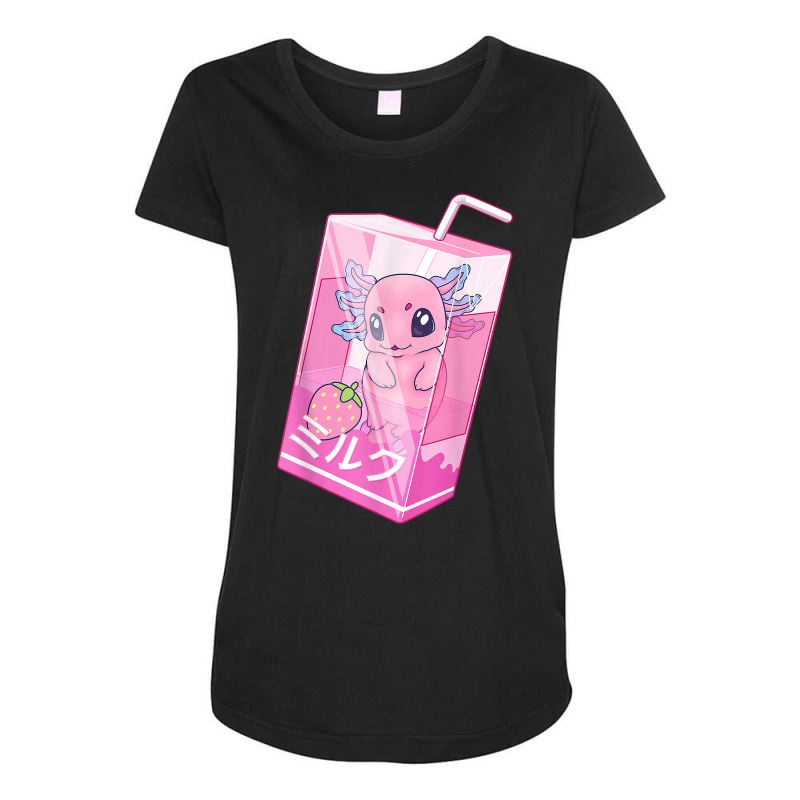 Axolotl Strawberry Milk Shake Carton With Pastel Axolotl Maternity Scoop Neck T-shirt by dzalaldiemar5 | Artistshot