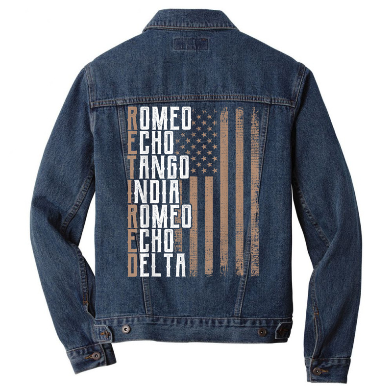 Retired Mens Us Army Military Veteran Phonetic Alphabet T Shirt Men Denim Jacket | Artistshot