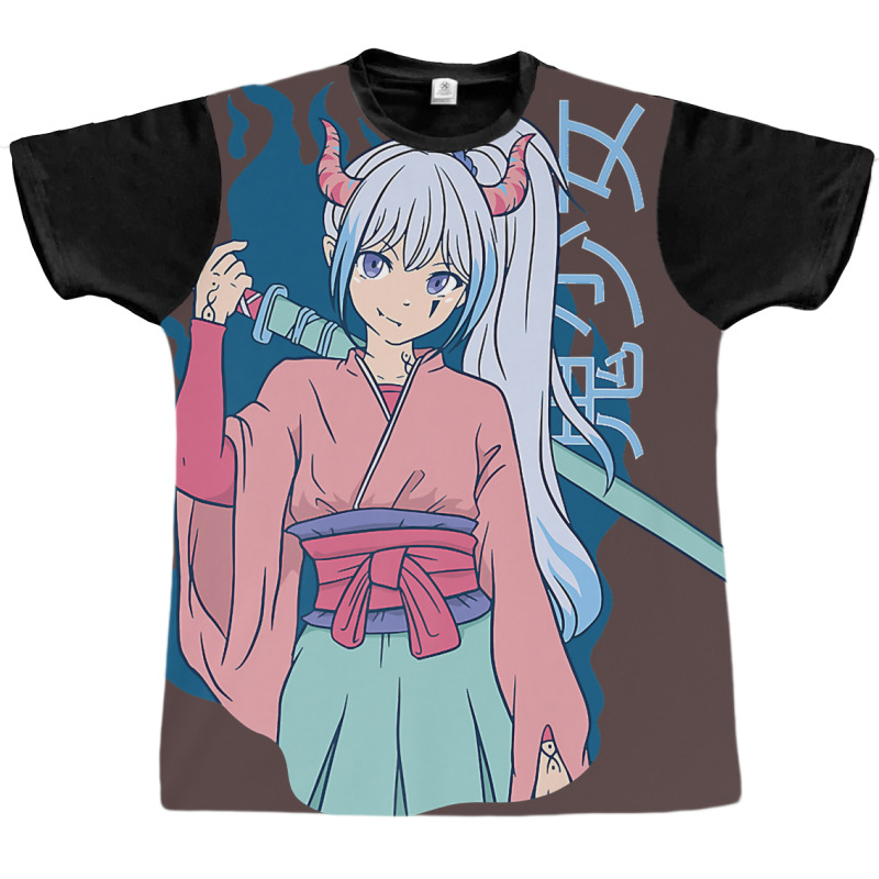 Japanese Anime Demon Samurai Ninja Girl Katana Sword Premium Graphic T-shirt | Artistshot