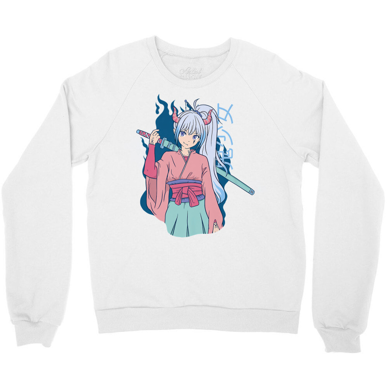 Japanese Anime Demon Samurai Ninja Girl Katana Sword Premium Crewneck Sweatshirt | Artistshot