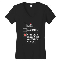 Funny Nice Naughty D20 Crit On Charisma Deception Check Christmas Women's V-neck T-shirt | Artistshot