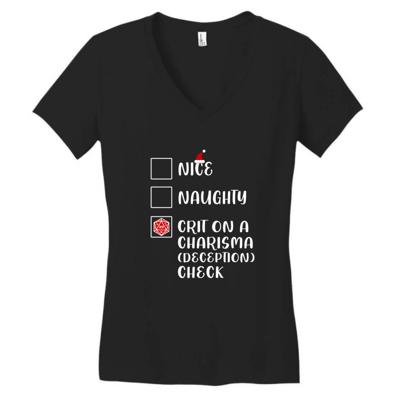 Funny Nice Naughty D20 Crit On Charisma Deception Check Christmas Women's V-Neck T-Shirt by HoraceMcgloin | Artistshot