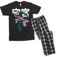 Japanese Art Samurai Vintage Gecko Fighter Retro Design Men's T-shirt Pajama Set | Artistshot