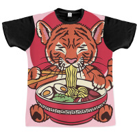 Japanese Baby Tiger Eating Ramen Noodles Graphic T-shirt | Artistshot