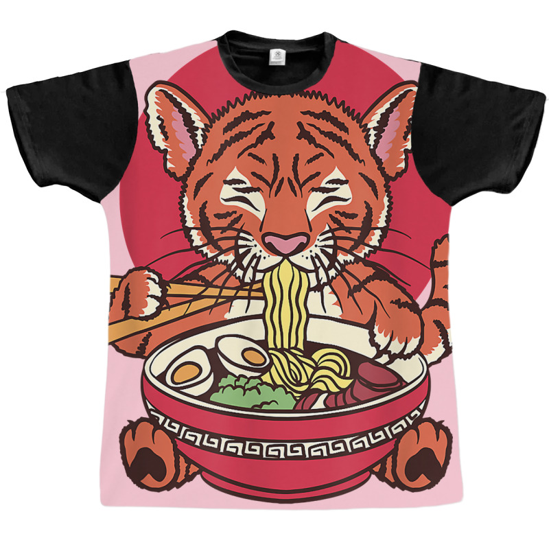 Japanese Baby Tiger Eating Ramen Noodles Graphic T-shirt | Artistshot