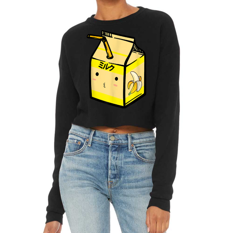 Cute Banana Milk Shake Kawaii Japanese Anime Fan Gift Yellow Cropped Sweater by mintoosaenanf | Artistshot