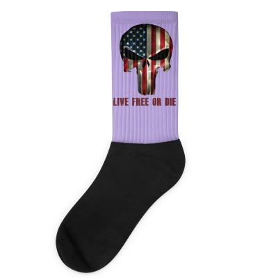Skull Us Flag Live Free Or Die Socks Designed By Sbm052017