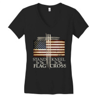 Stand For The Flag Hoodie Kneel For Cross Love Usa Shirt Women's V-neck T-shirt | Artistshot