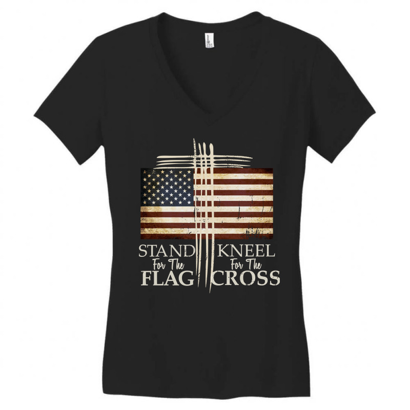 Stand For The Flag Hoodie Kneel For Cross Love Usa Shirt Women's V-Neck T-Shirt by kogmor58594 | Artistshot