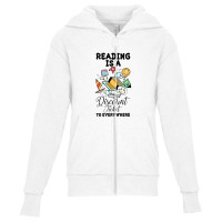 Reading Is A Discount Ticket To Everywhere For Light Youth Zipper Hoodie | Artistshot