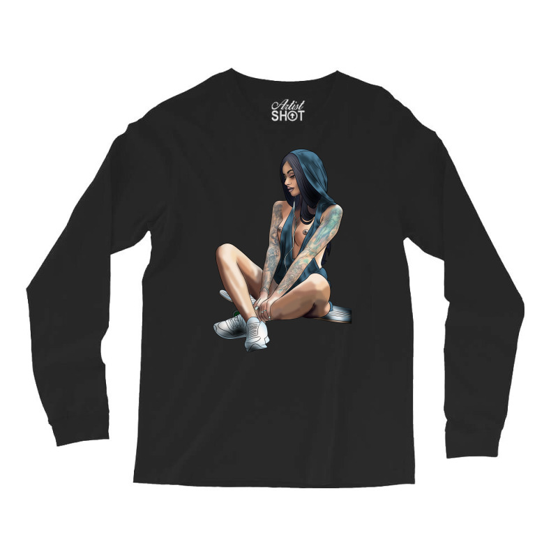 Skate Girl Naked Long Sleeve Shirts by sixsuspend | Artistshot