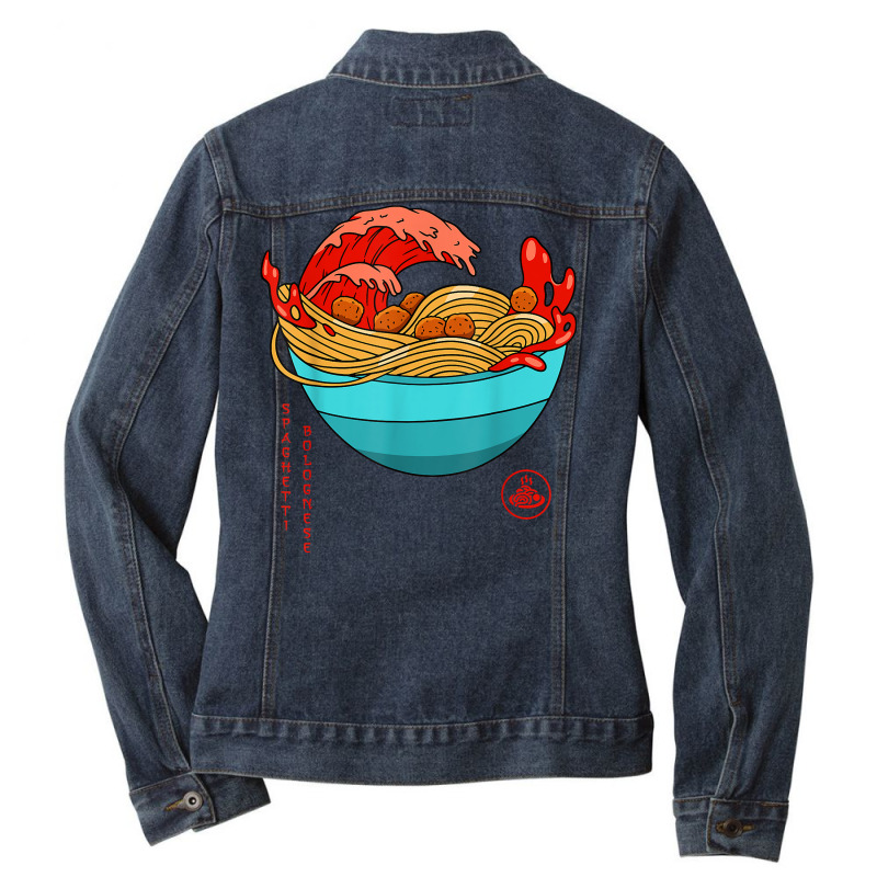 Spaghetti Bolognese   Italian Noodles   Japanese Ramen Style Ladies Denim Jacket by eerikekosjakx | Artistshot