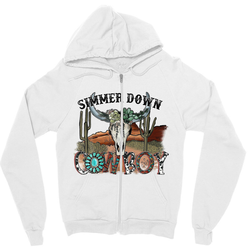 Western Country Cowgirl Simmer Down Cowboy Rodeo Horse Girl Zipper Hoodie | Artistshot