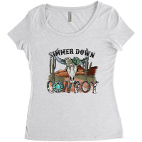 Western Country Cowgirl Simmer Down Cowboy Rodeo Horse Girl Women's Triblend Scoop T-shirt | Artistshot