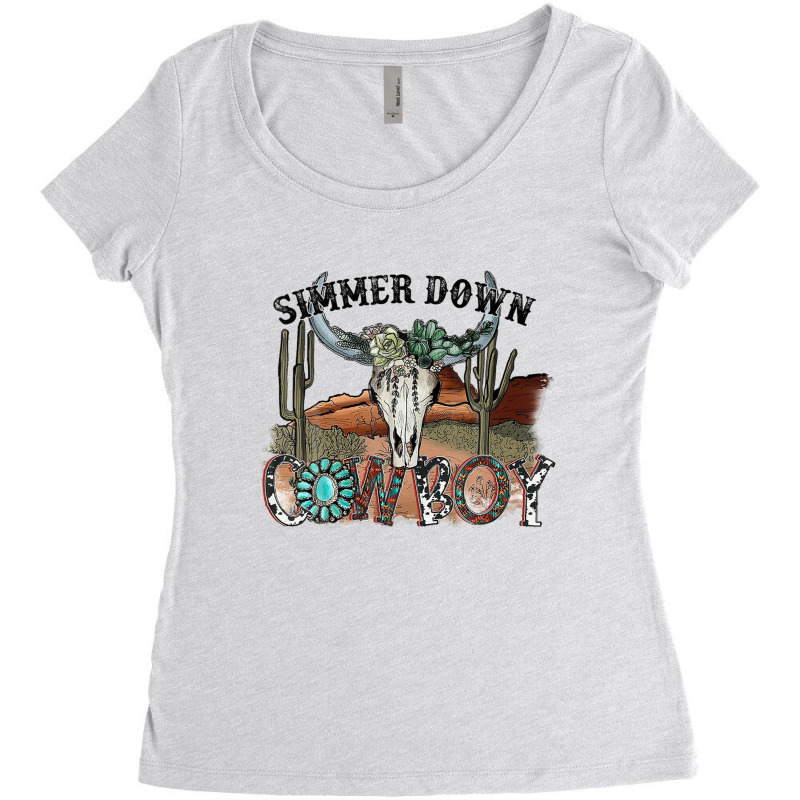 Western Country Cowgirl Simmer Down Cowboy Rodeo Horse Girl Women's Triblend Scoop T-shirt | Artistshot