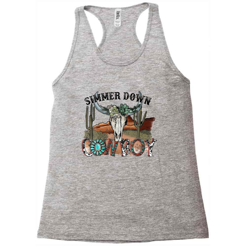 Western Country Cowgirl Simmer Down Cowboy Rodeo Horse Girl Racerback Tank | Artistshot