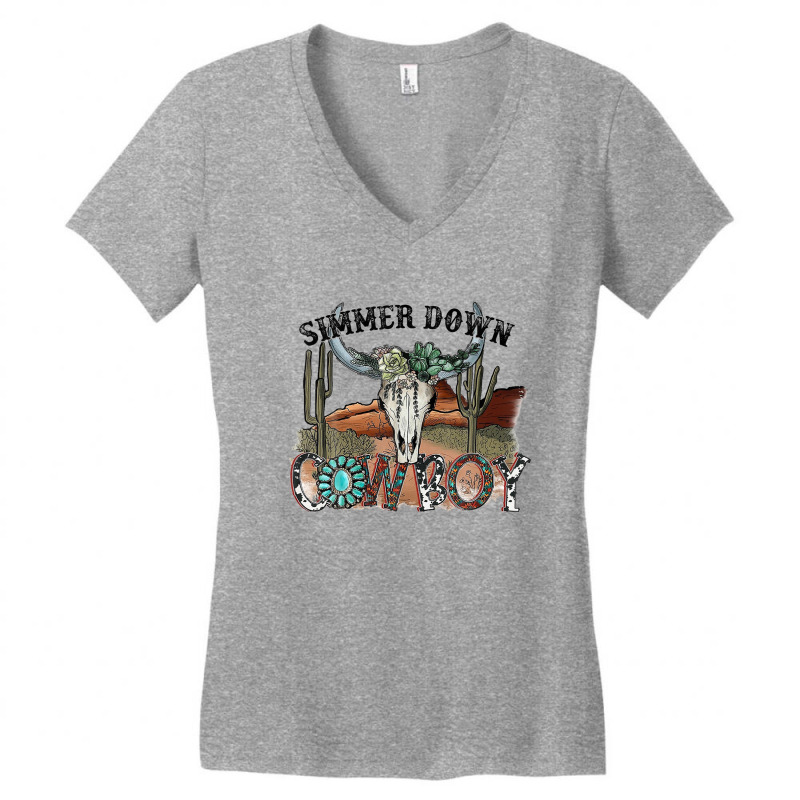 Western Country Cowgirl Simmer Down Cowboy Rodeo Horse Girl Women's V-neck T-shirt | Artistshot