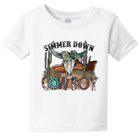 Western Country Cowgirl Simmer Down Cowboy Rodeo Horse Girl Baby Tee | Artistshot