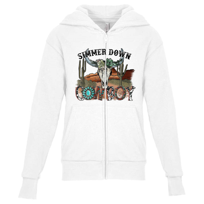 Western Country Cowgirl Simmer Down Cowboy Rodeo Horse Girl Youth Zipper Hoodie | Artistshot