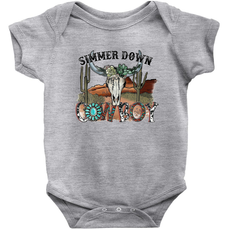 Western Country Cowgirl Simmer Down Cowboy Rodeo Horse Girl Baby Bodysuit | Artistshot