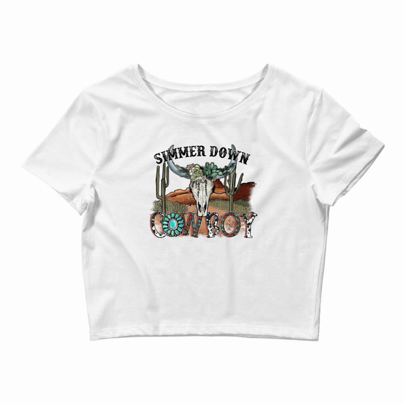 Western Country Cowgirl Simmer Down Cowboy Rodeo Horse Girl Crop Top | Artistshot