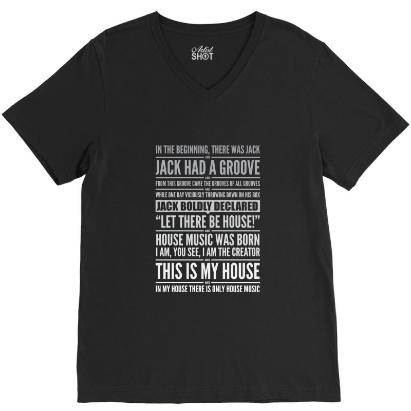 Jack's House  White On Black V-Neck Tee by BlondinaKovacevic | Artistshot