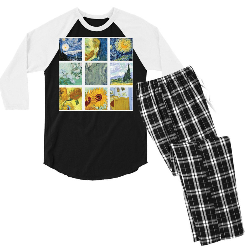 Vincent Van Gogh Painting Grid Men's 3/4 Sleeve Pajama Set | Artistshot