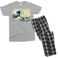 Stylish Vintage Art Great Ocean Wave Hokusai Classic Design Men's T-shirt Pajama Set | Artistshot