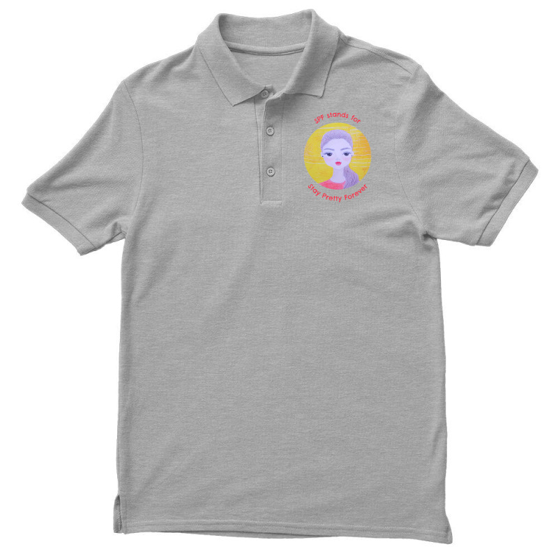 Spf Stands For Stay Pretty Forever Beautiful Female Face Drawing Men's Polo Shirt | Artistshot