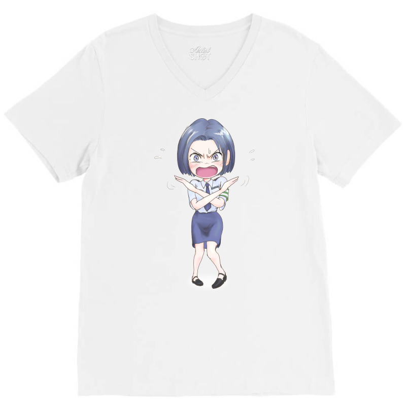 Stop! Don't Touch! Anime Girl V-Neck Tee by sixsuspend | Artistshot