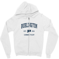 Burlington Connecticut Ct Vintage Athletic Navy Sports Desig Zipper Hoodie | Artistshot