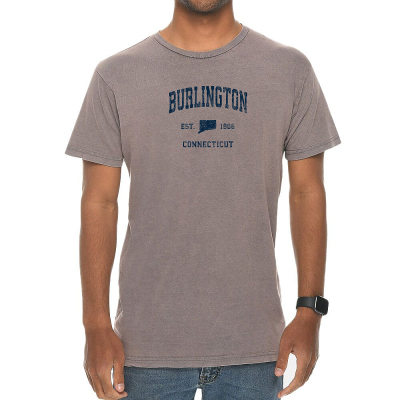 Burlington Connecticut Ct Vintage Athletic Navy Sports Desig Vintage T-shirt | Artistshot