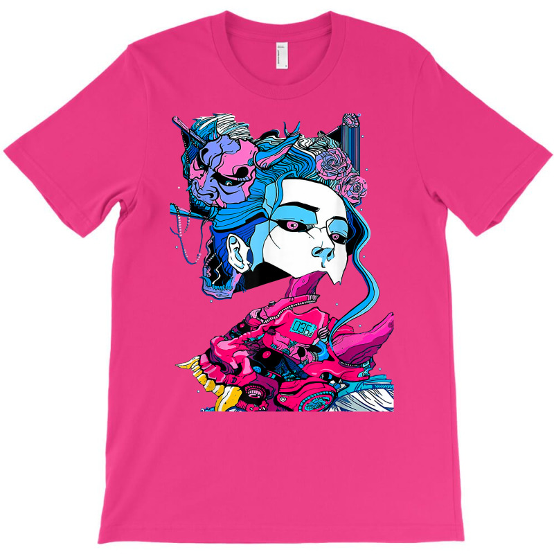 Cyberpunk Aesthetic Samurai Demons Mask Japanese Girl T-Shirt by mintoosaenanf | Artistshot