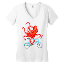 cycling octopus relaxed Women's V-Neck T-Shirt | Artistshot